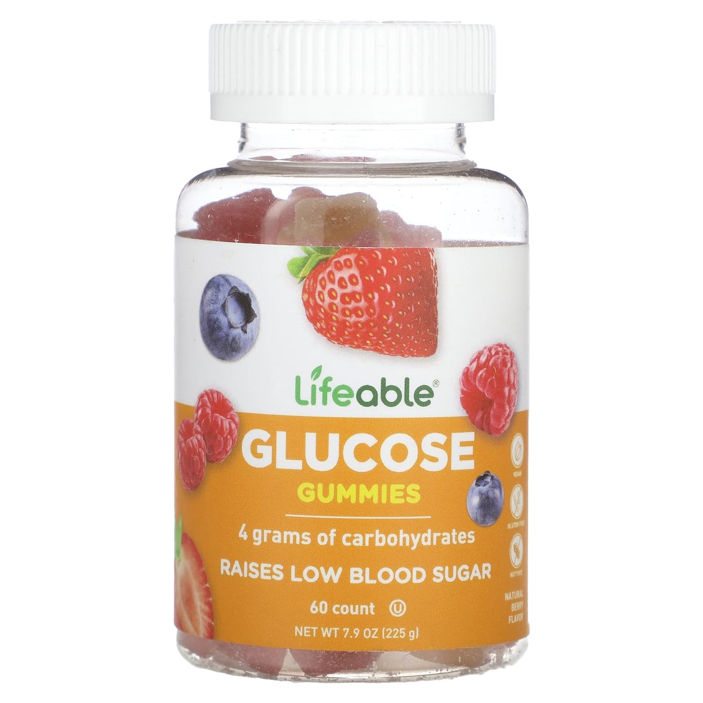 Lifeable, Glucose Gummies, Natural Berry, 60 Gummies - Image 1