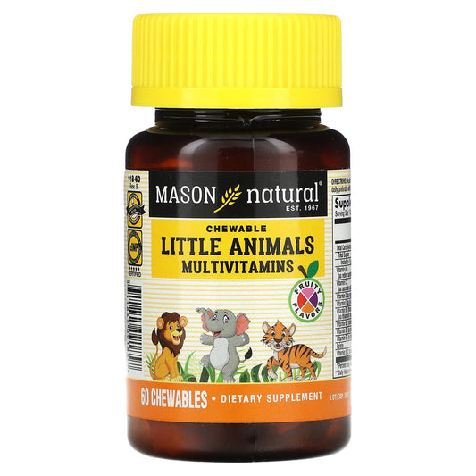 Mason Natural, Little Animals Multivitamins, Fruity, 60 Chewables - Image 1