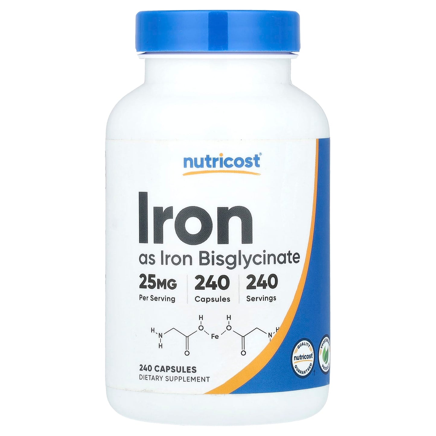 Nutricost, Iron, 25 mg , 240 Capsules - Image 1