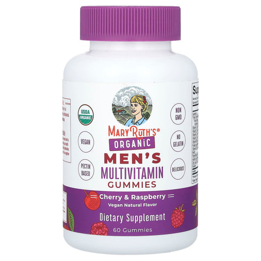 MaryRuth's, Organic Men's Multivitamin Gummies, Cherry & Raspberry, 60 Gummies - Image 1