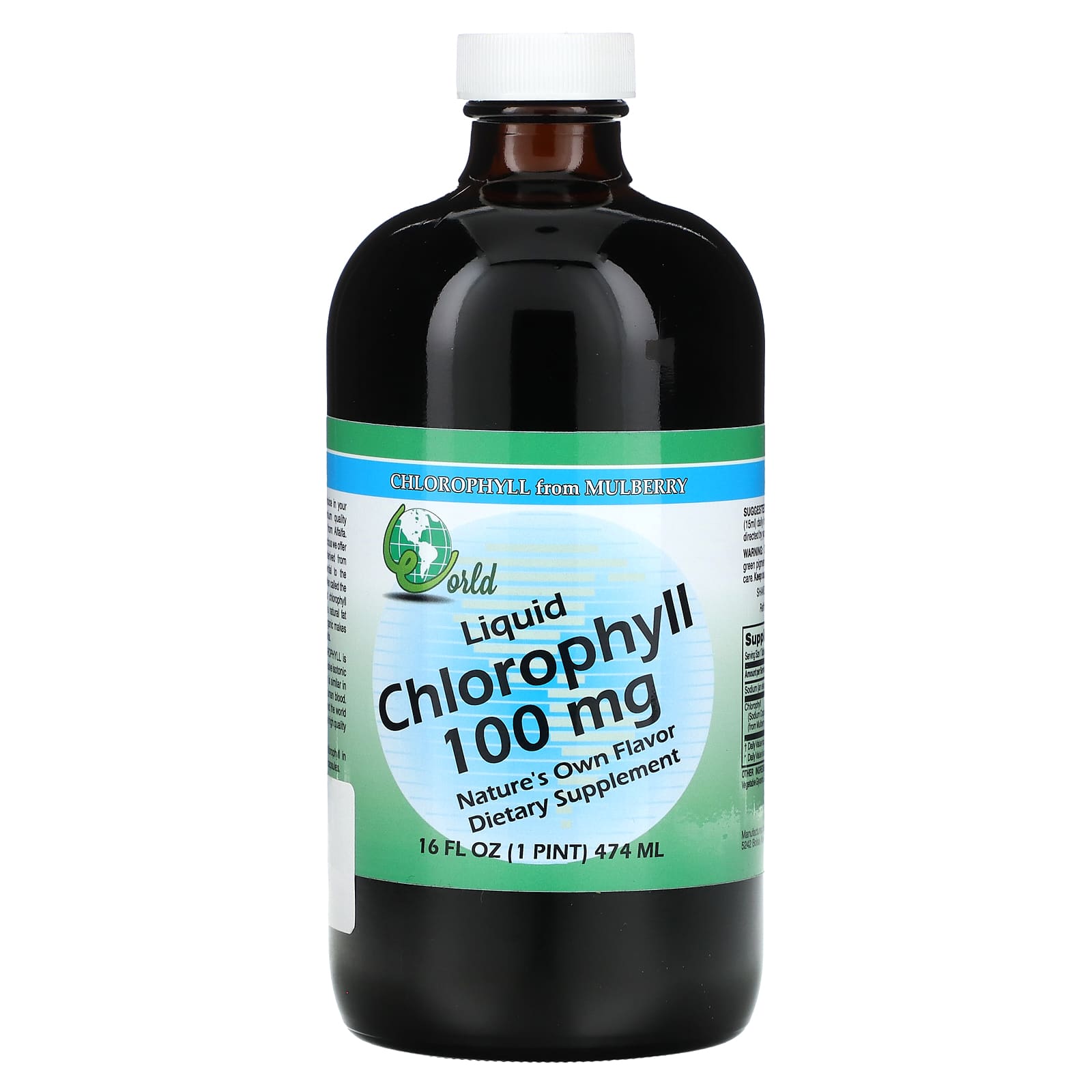 World Organic, Liquid Chlorophyll, 100 mg , 16 fl oz (474 ml) - Image 1