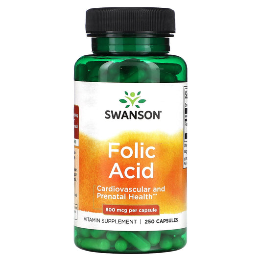 Swanson, Folic Acid, 800 mcg, 250 Vegan Capsules - Image 1