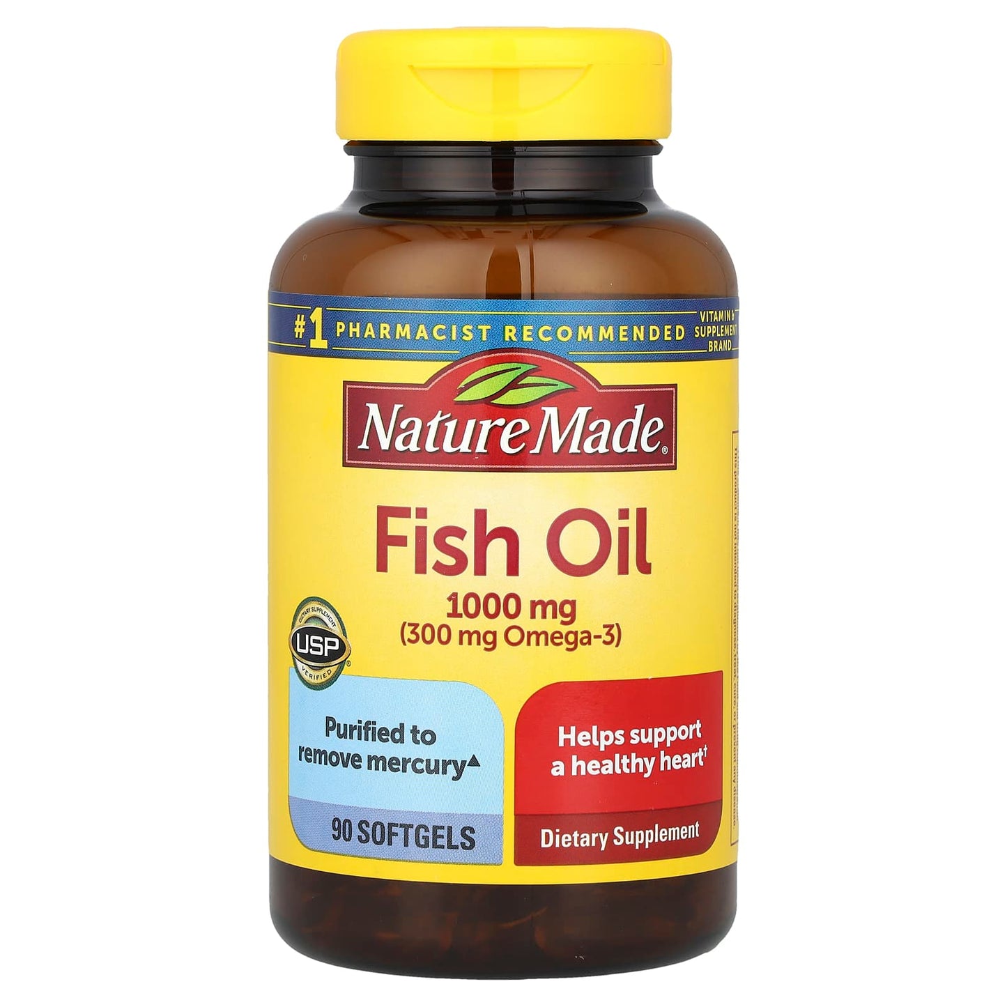 Nature Made, Fish Oil, 1,000 mg, 90 Softgels - Image 1