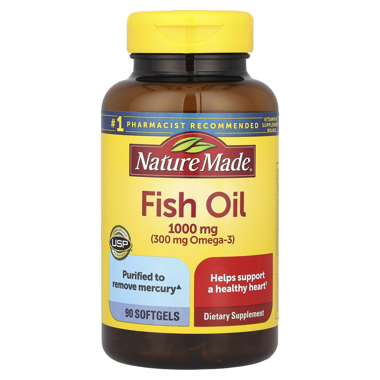 Nature Made, Fish Oil, 1,000 mg, 90 Softgels - Image 1