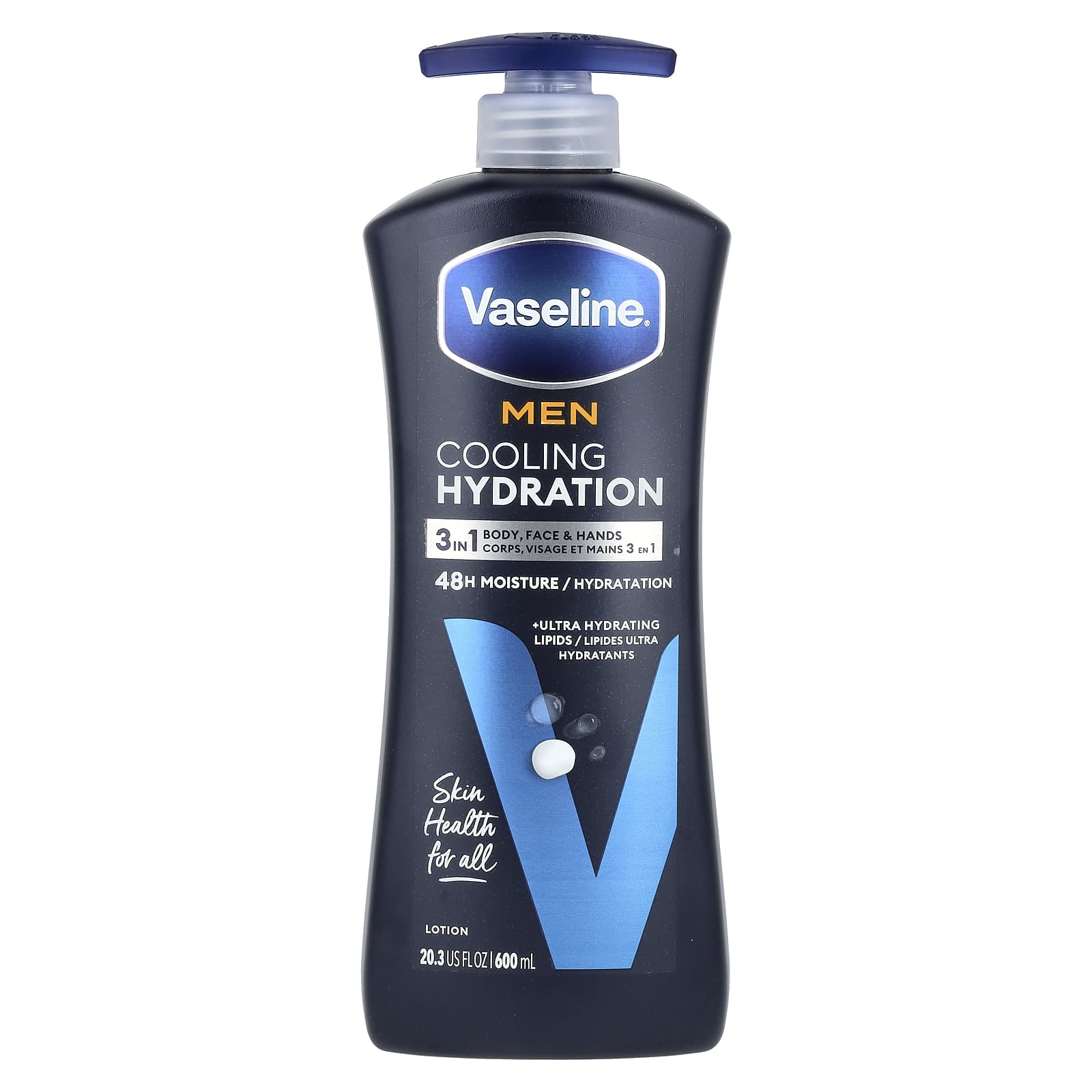 Vaseline, Men, Cooling Hydration, 3 in 1 Body, Face & Hands Lotion, 20.3 fl oz (600 ml) - Image 1
