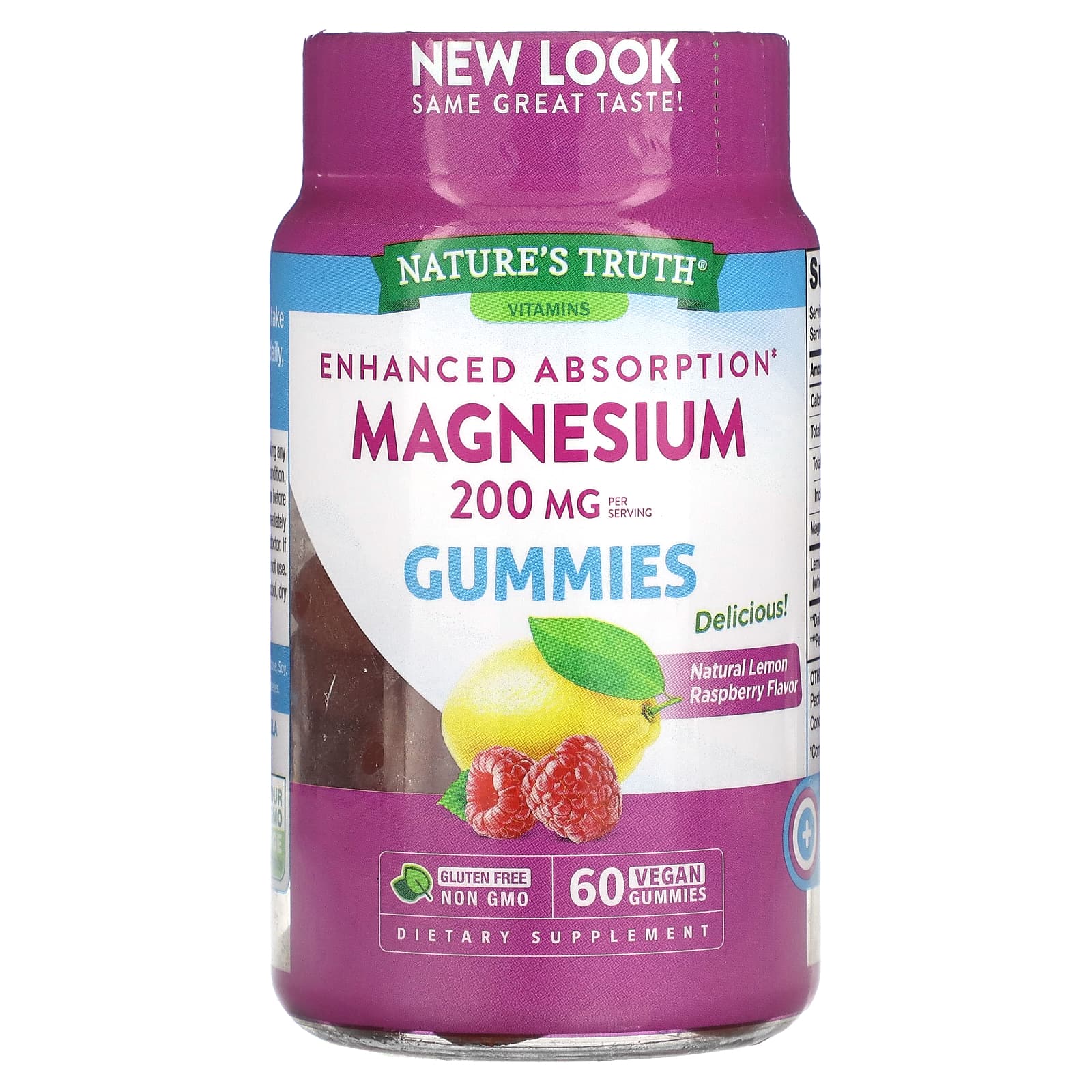 Nature's Truth, Enhanced Absorption Magnesium, Natural Lemon Raspberry, 60 Vegan Gummies - Image 1