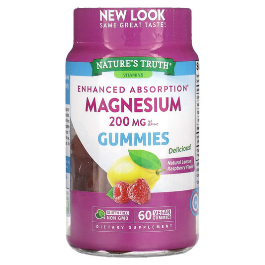 Nature's Truth, Enhanced Absorption Magnesium, Natural Lemon Raspberry, 60 Vegan Gummies - Image 1