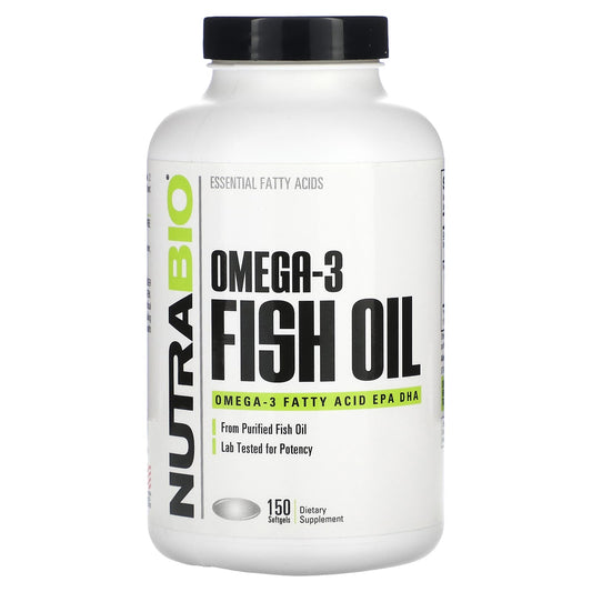 NutraBio, Omega-3 Fish Oil, 150 Softgels (1,000 mg per Softgel)
