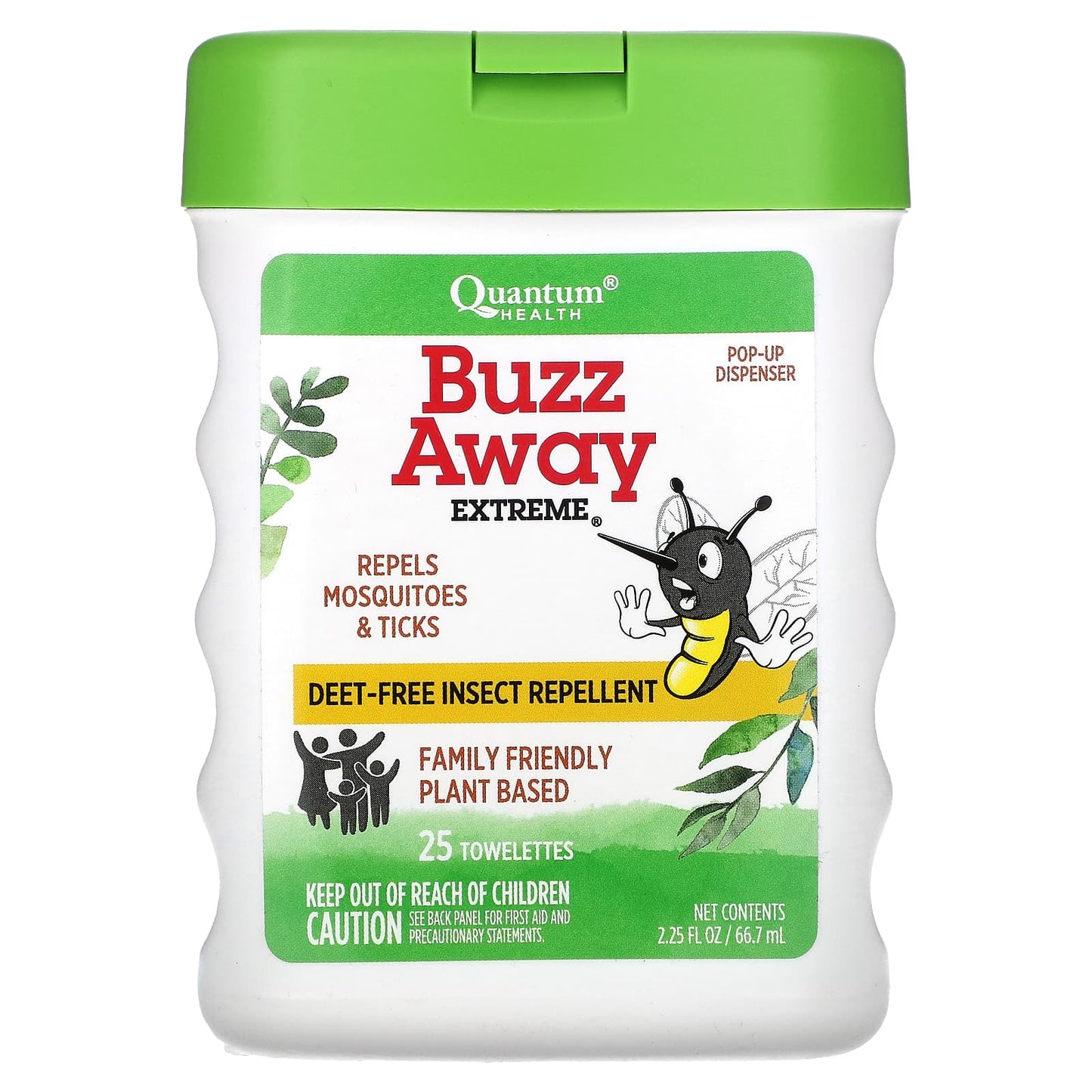 Quantum Health, Buzz Away Extreme, Deet-Free Insect Repellent, 25 Towelettes - Image 1