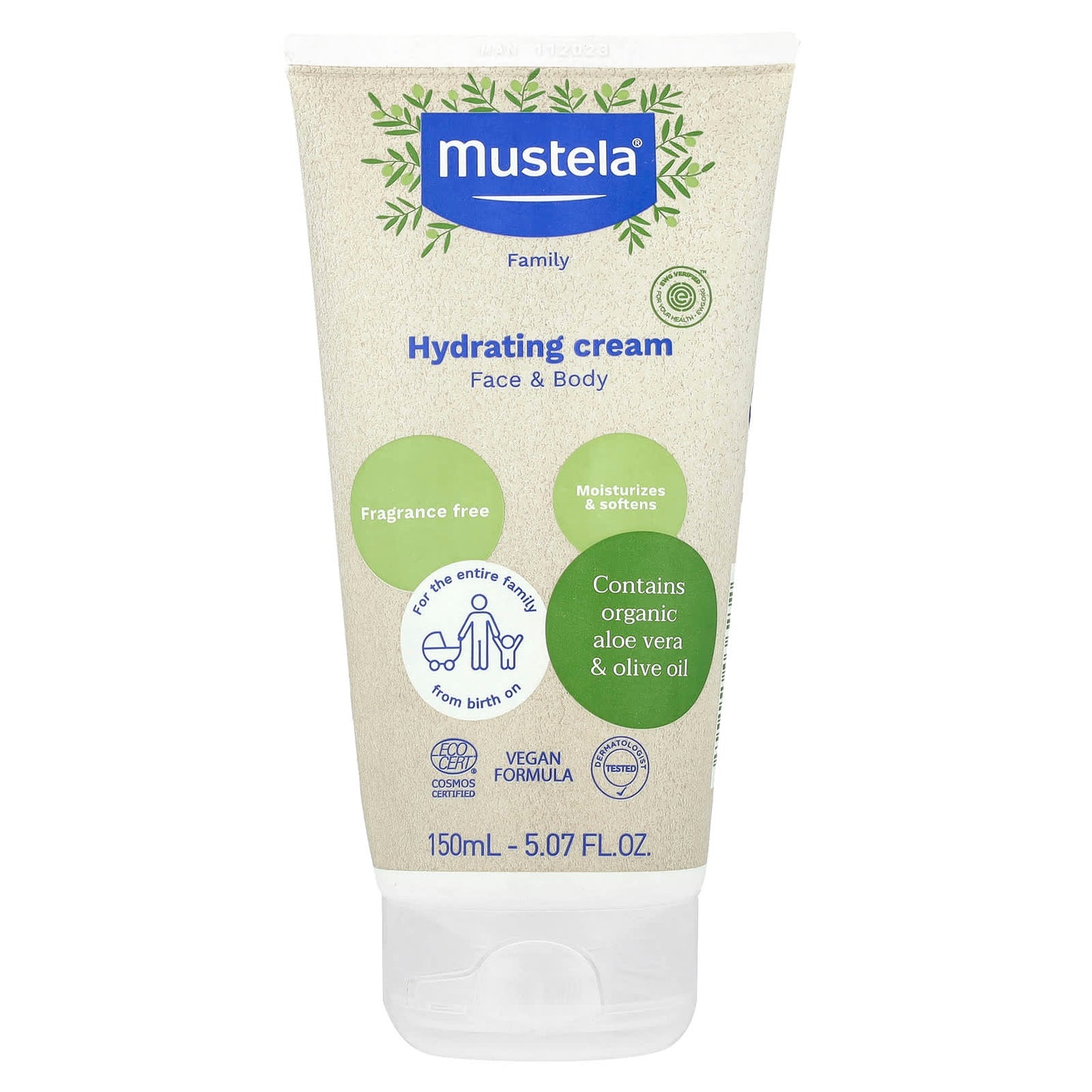 Mustela, Hydrating Cream, Face & Body, Fragrance Free, 5.07 fl oz (150 ml) - Image 1