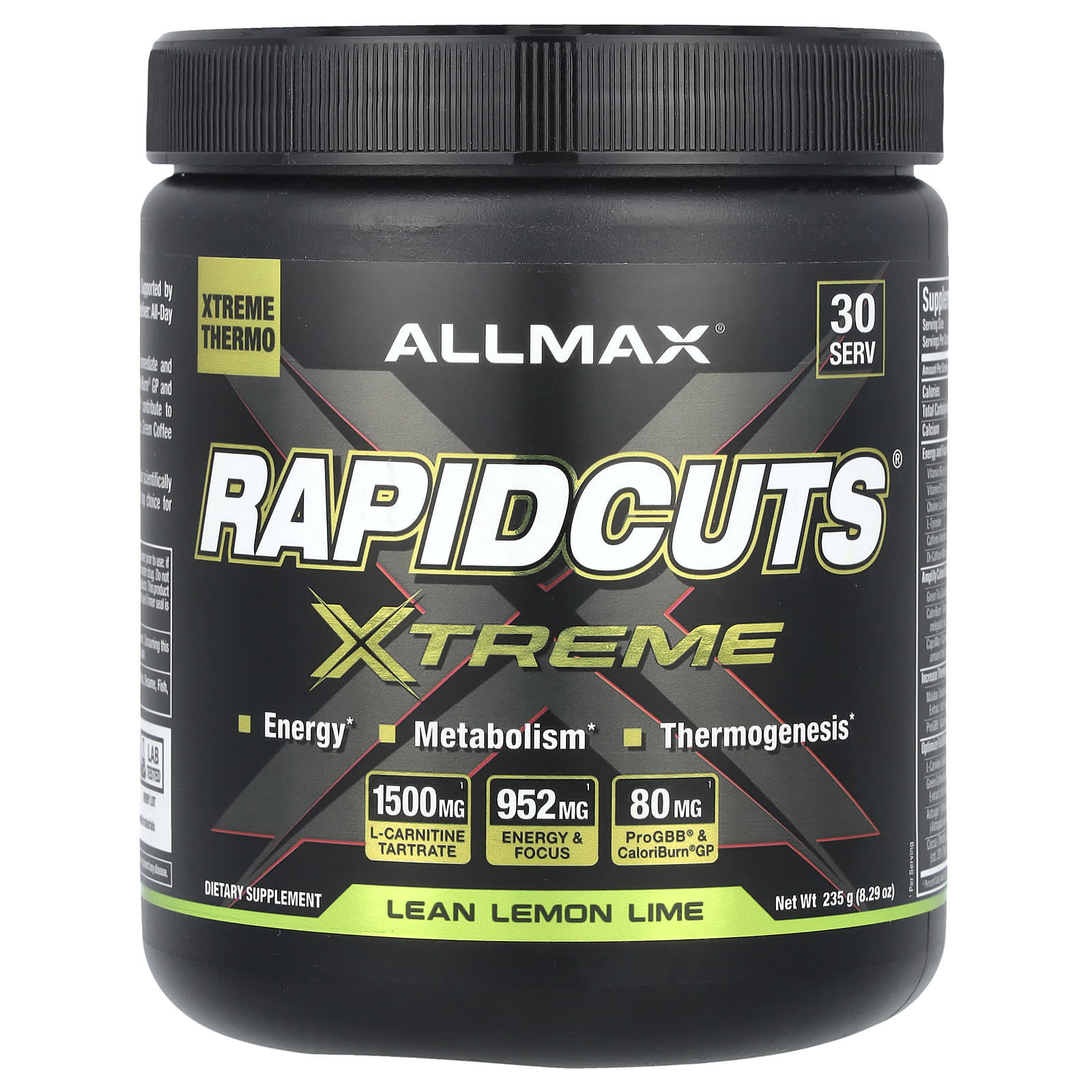 ALLMAX Rapidcuts Xtreme - Lean Lemon Lime, 8.29 oz (235 g) - Enhanced Fat Oxidation - Image 1