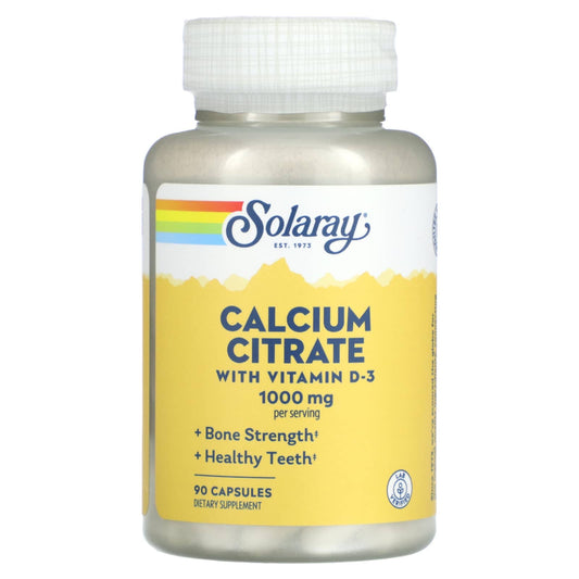 Solaray, Calcium Citrate with Vitamin D-3, 1,000 mg, 90 Capsules - Image 1