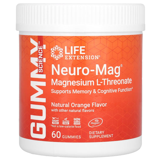 Life Extension, Neuro-Mag, Magnesium L-Threonate, Natural Orange, 60 Gummies - Image 1