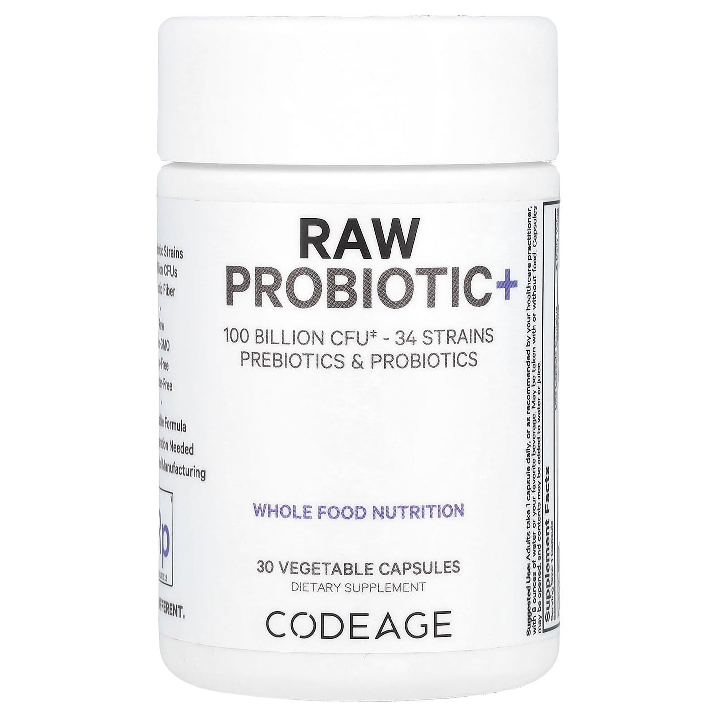 Codeage Raw Probiotic+ | 100 Billion CFU, 30 Veg Caps | Gut Health & Wellness - Image 1