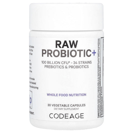 Codeage Raw Probiotic+ | 100 Billion CFU, 30 Veg Caps | Gut Health & Wellness - Image 1
