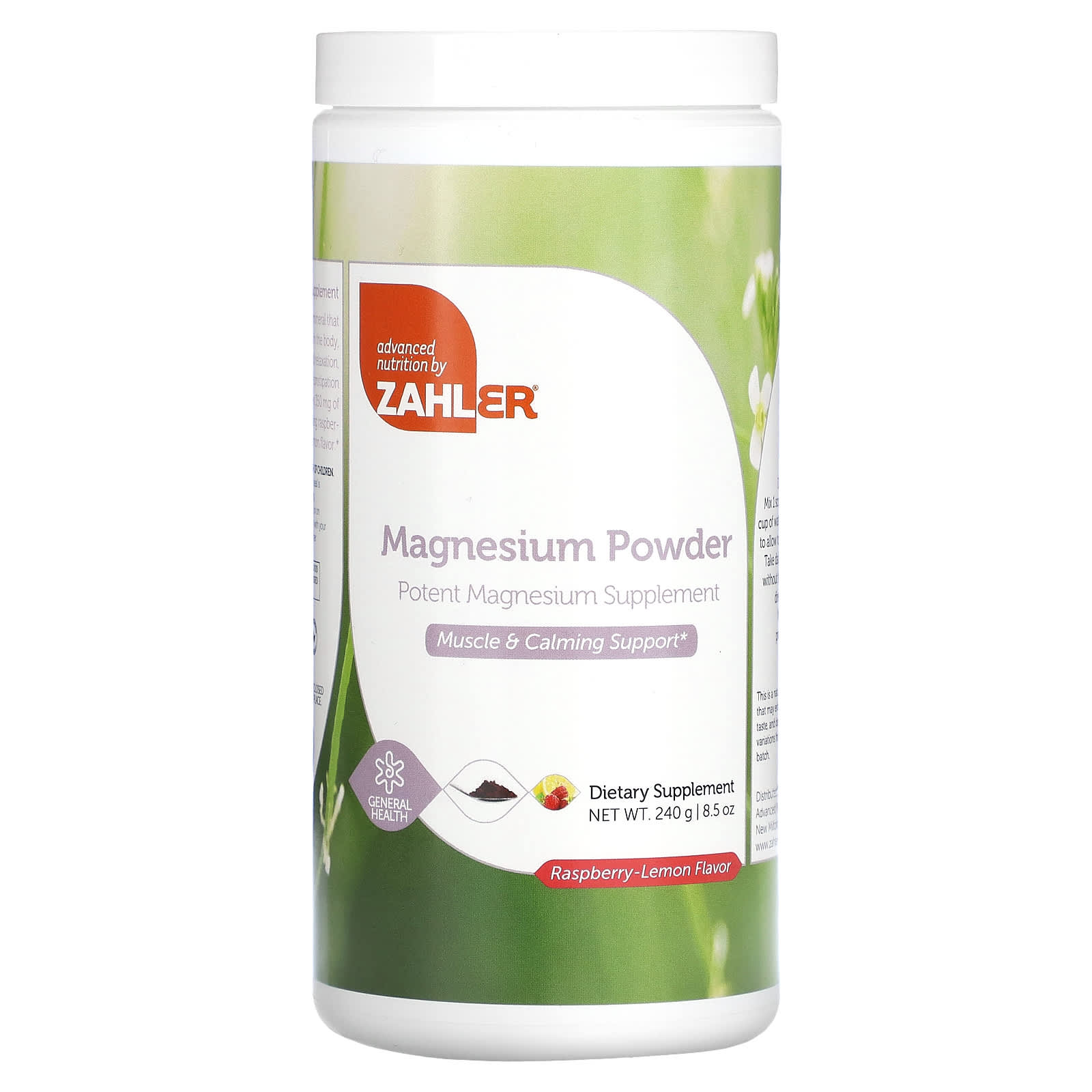 Zahler, Magnesium Powder, Raspberry-Lemon, 350 mg, 8.5 oz (240 g) - Image 1