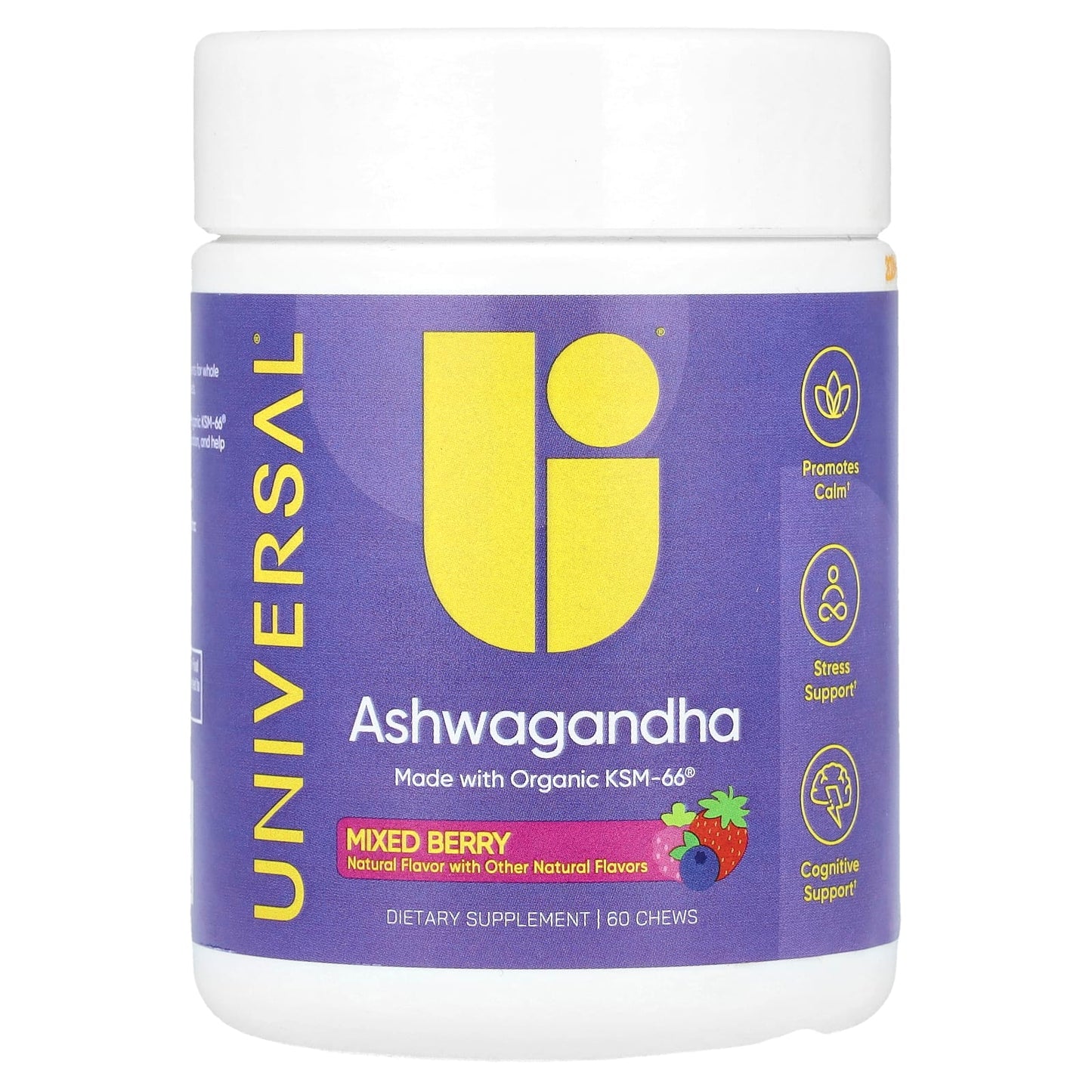 Universal U, Ashwagandha, Mixed Berry, 60 Chews - Image 1