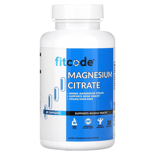 Magnesium Citrate Supplements by Fitcode - 200mg per Capsule - Image 1