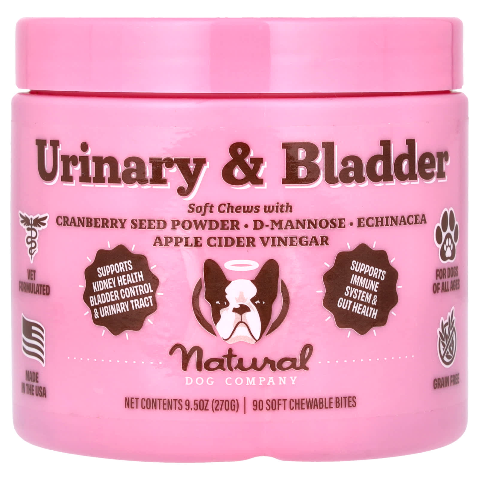 Natural Dog Company, Urinary & Bladder, For Dogs, All Ages , 90 Soft Chewable Bites, 9.5 oz (270 g) - Image 1