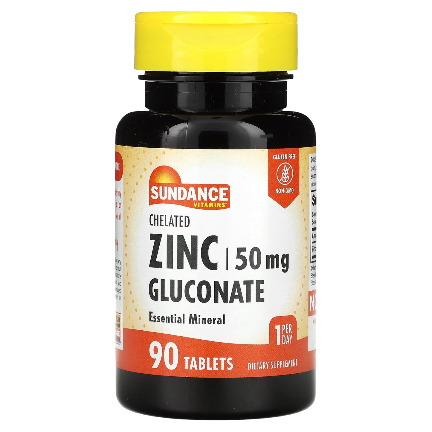 Sundance Vitamins, Chelated Zinc Gluconate, 50 mg, 90 Tablets - Image 1