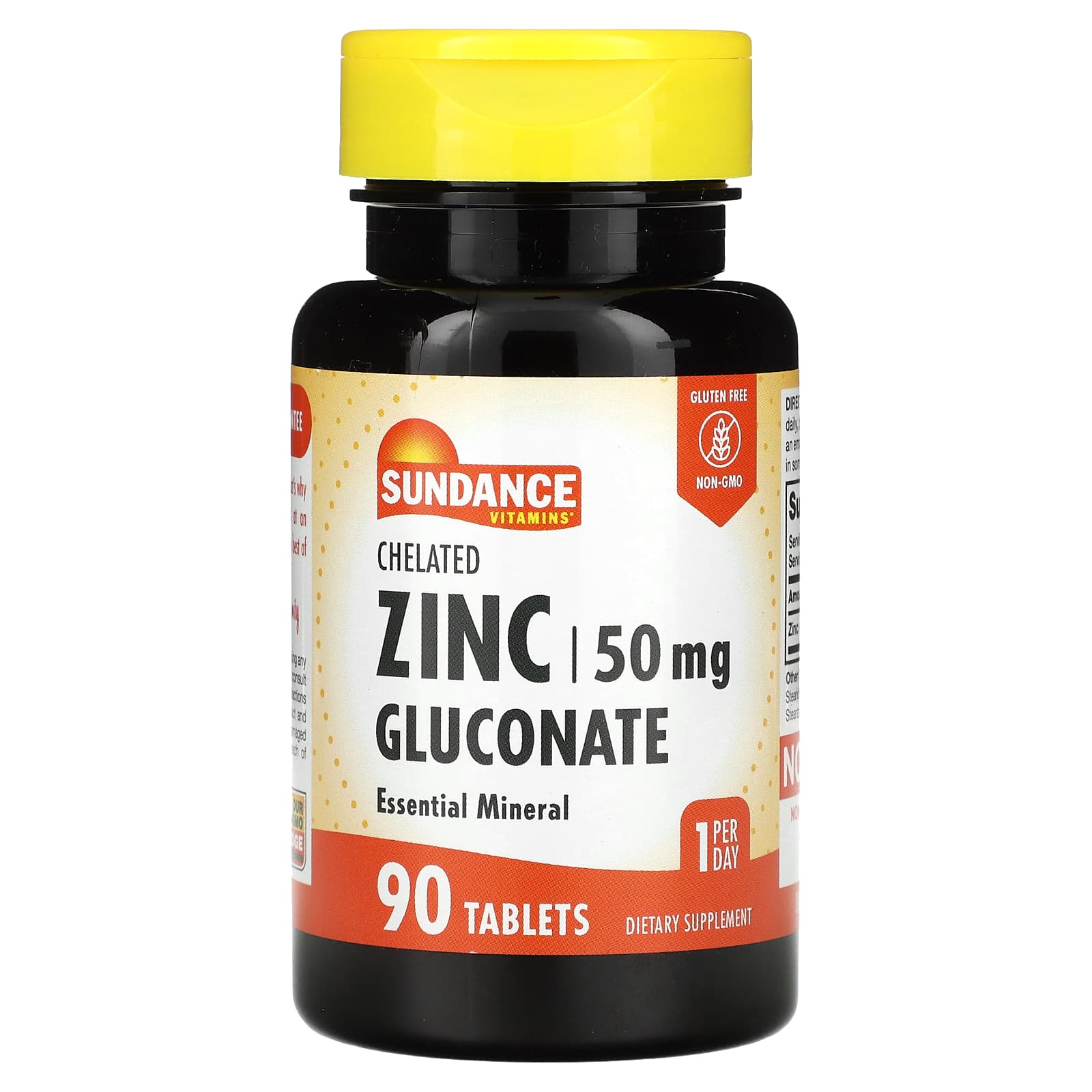 Sundance Vitamins, Chelated Zinc Gluconate, 50 mg, 90 Tablets - Image 1