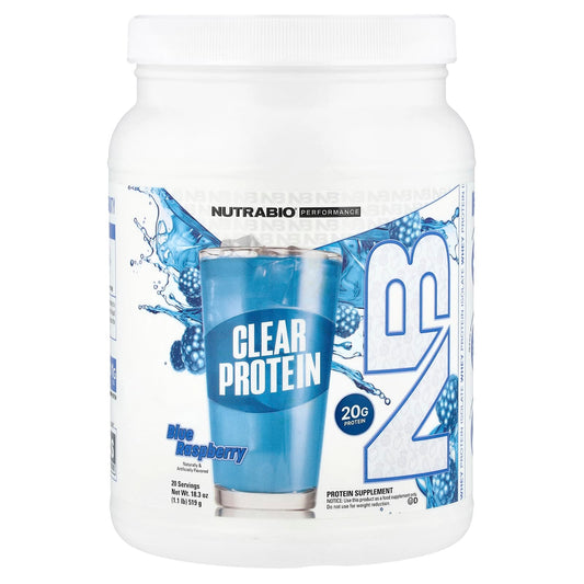 NutraBio, Performance, Clear Protein, Blue Raspberry, 1.1 lb (519 g) - Image 1