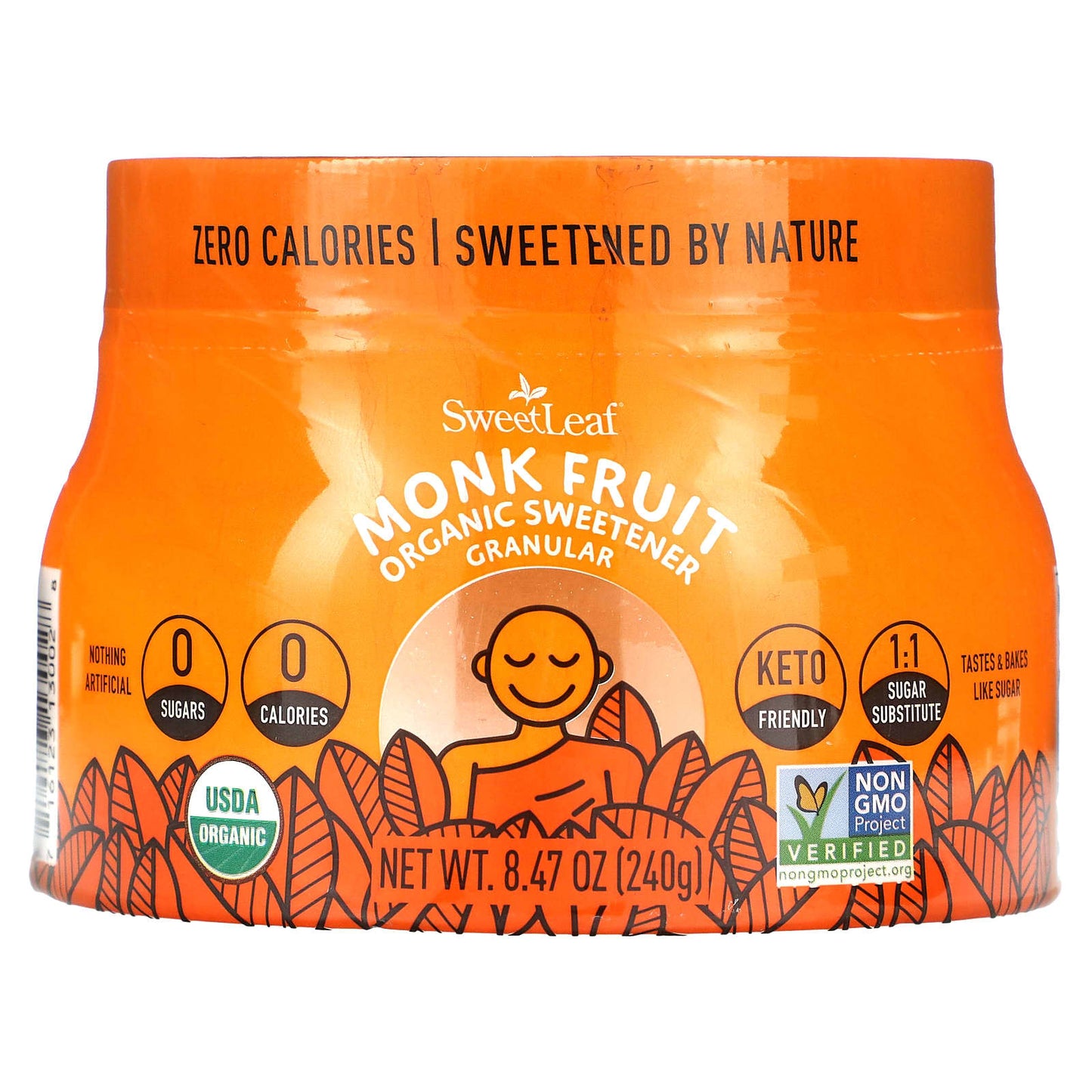 SweetLeaf Stevia, Monk Fruit, Organic Sweetener, Granular, 8.47 oz (240 g) - Image 1