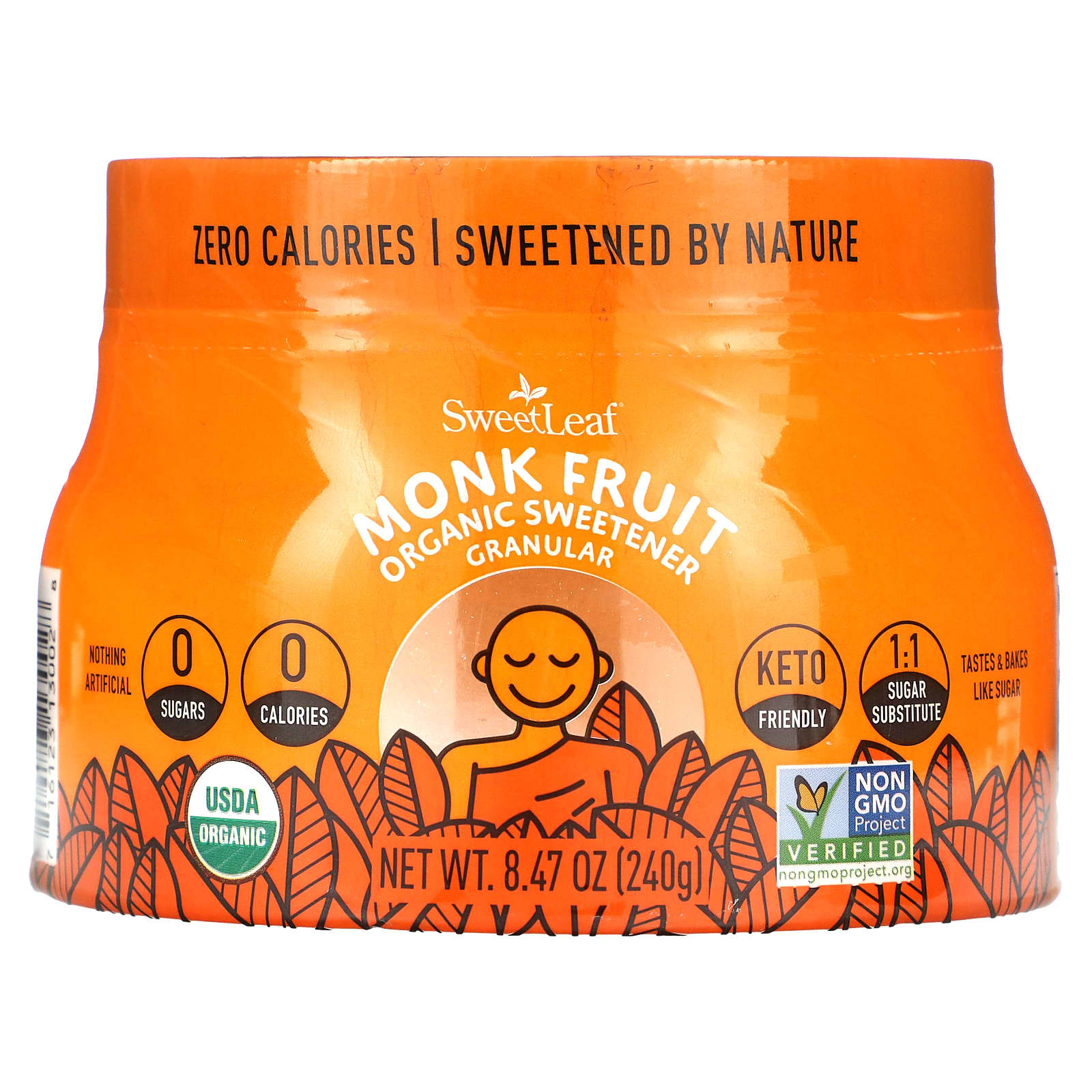SweetLeaf Stevia, Monk Fruit, Organic Sweetener, Granular, 8.47 oz (240 g) - Image 1