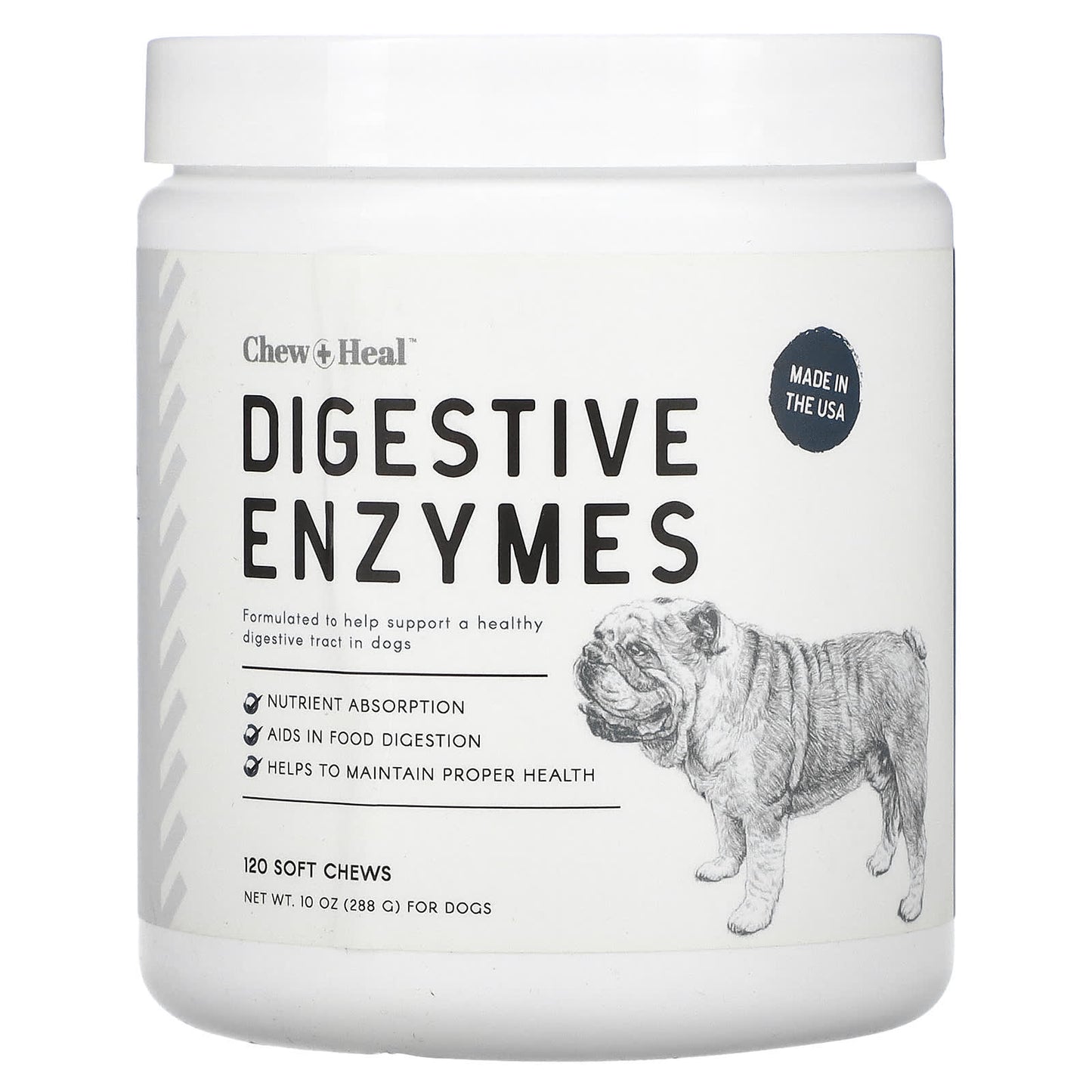 Chew + Heal Digestive Enzymes for Dogs - 120 Soft Chews 10 oz - Image 1