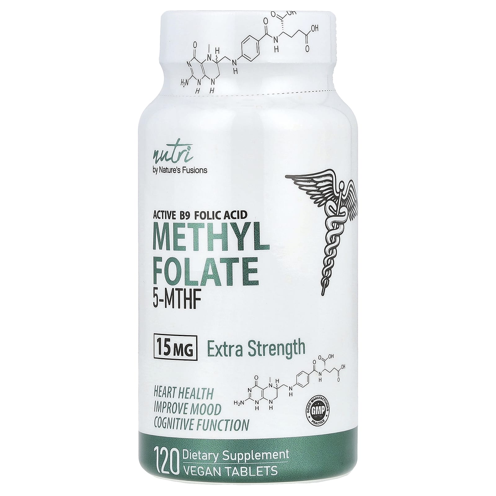 Nutri, Methylfolate, Extra Strength, 15 mg, 120 Vegan Tablets - Image 1