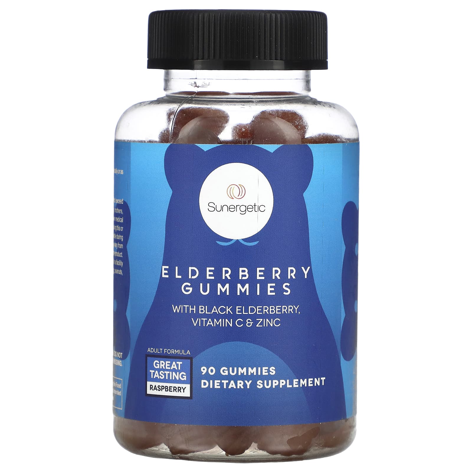 Sunergetic, Elderberry Gummies, With Black Elderberry, Vitamin C & Zinc, Raspberry, 90 Gummies - Image 1