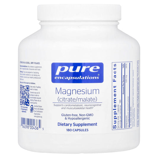 Pure Encapsulations, Magnesium (Citrate/Malate), 180 Capsules - Image 1