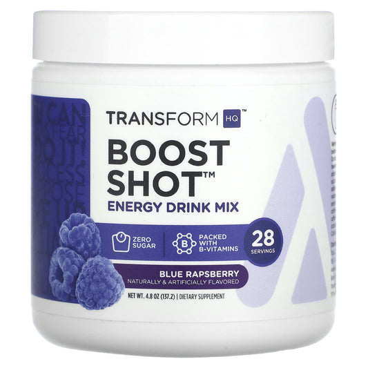 TransformHQ, Boost Shot, Energy Drink Mix, Blue Rapsberry, 4.8 oz (137.2 g) - Image 1