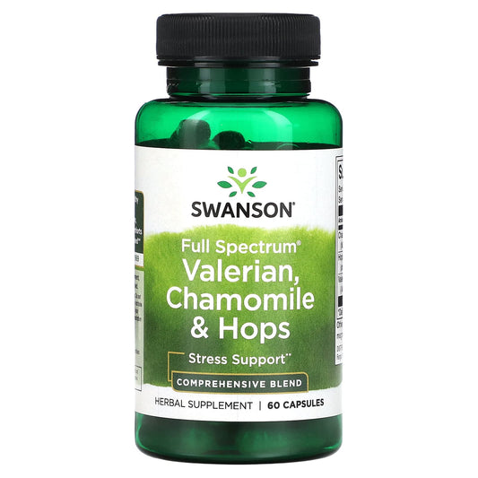 Swanson, Full Spectrum Valerian, Chamomile & Hops, 60 Capsules - Image 1