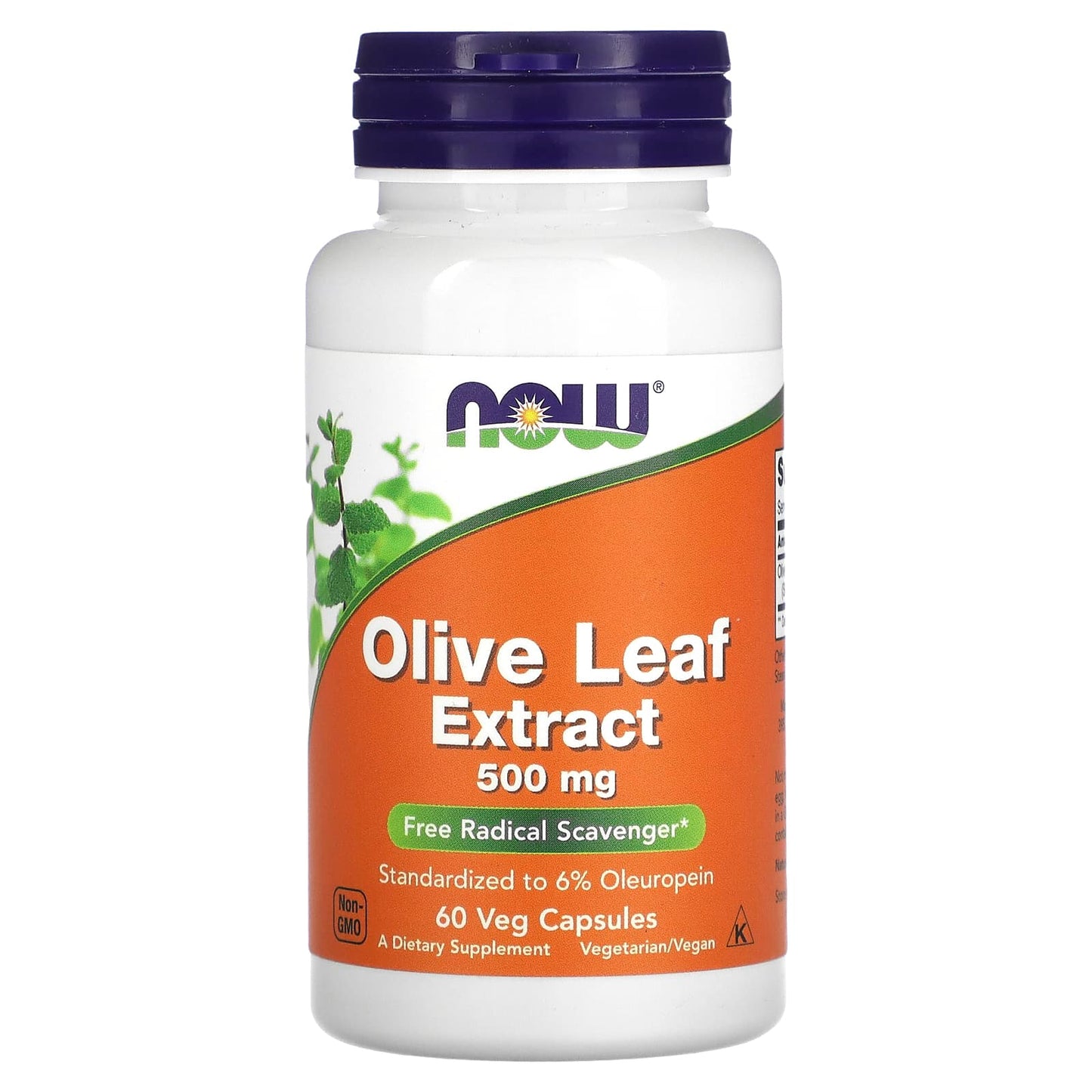 NOW Foods, Olive Leaf Extract, 500 mg, 60 Veg Capsules - Image 1