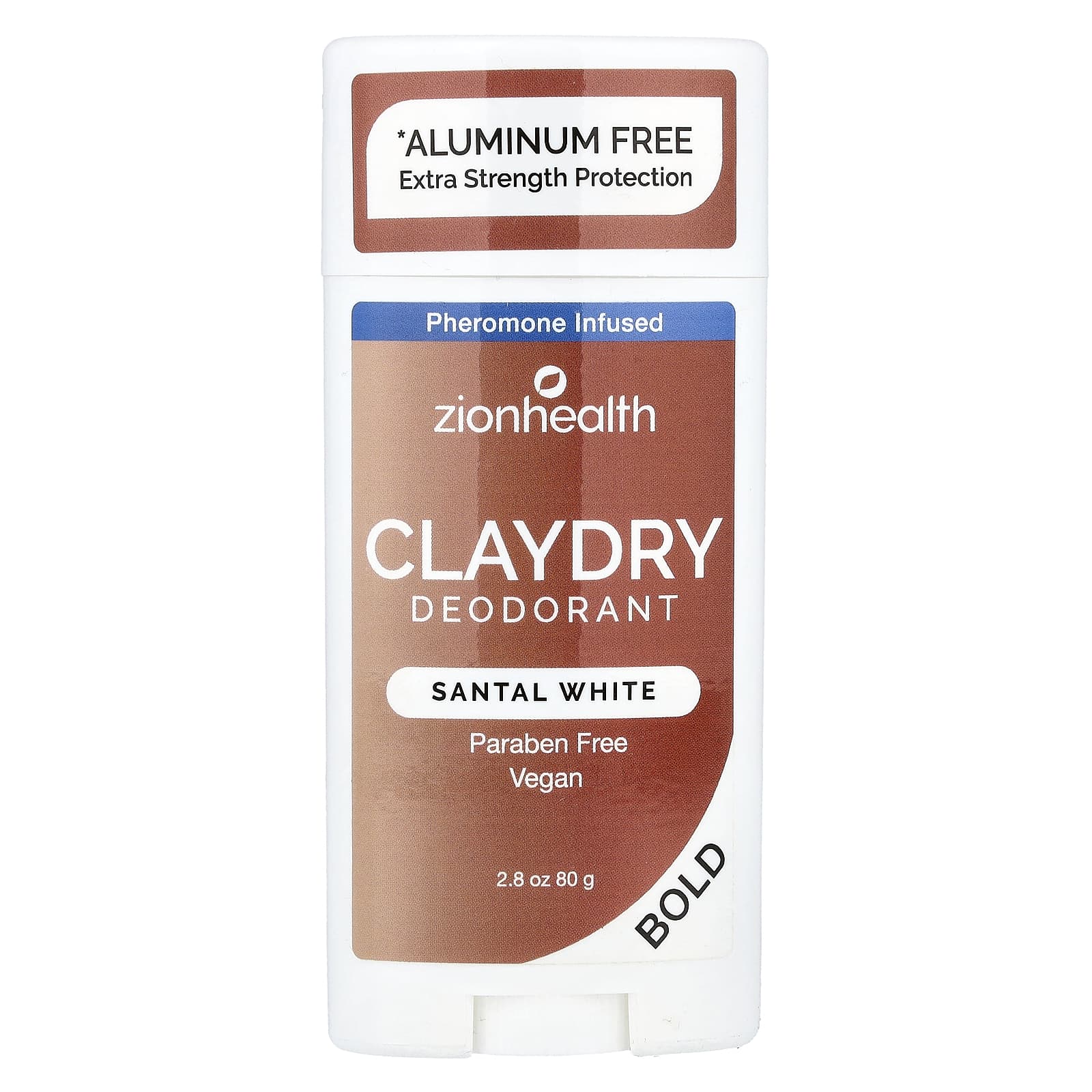 Zion Health, Bold, ClayDry Deodorant, Santal White, 2.8 oz (80 g) - Image 1