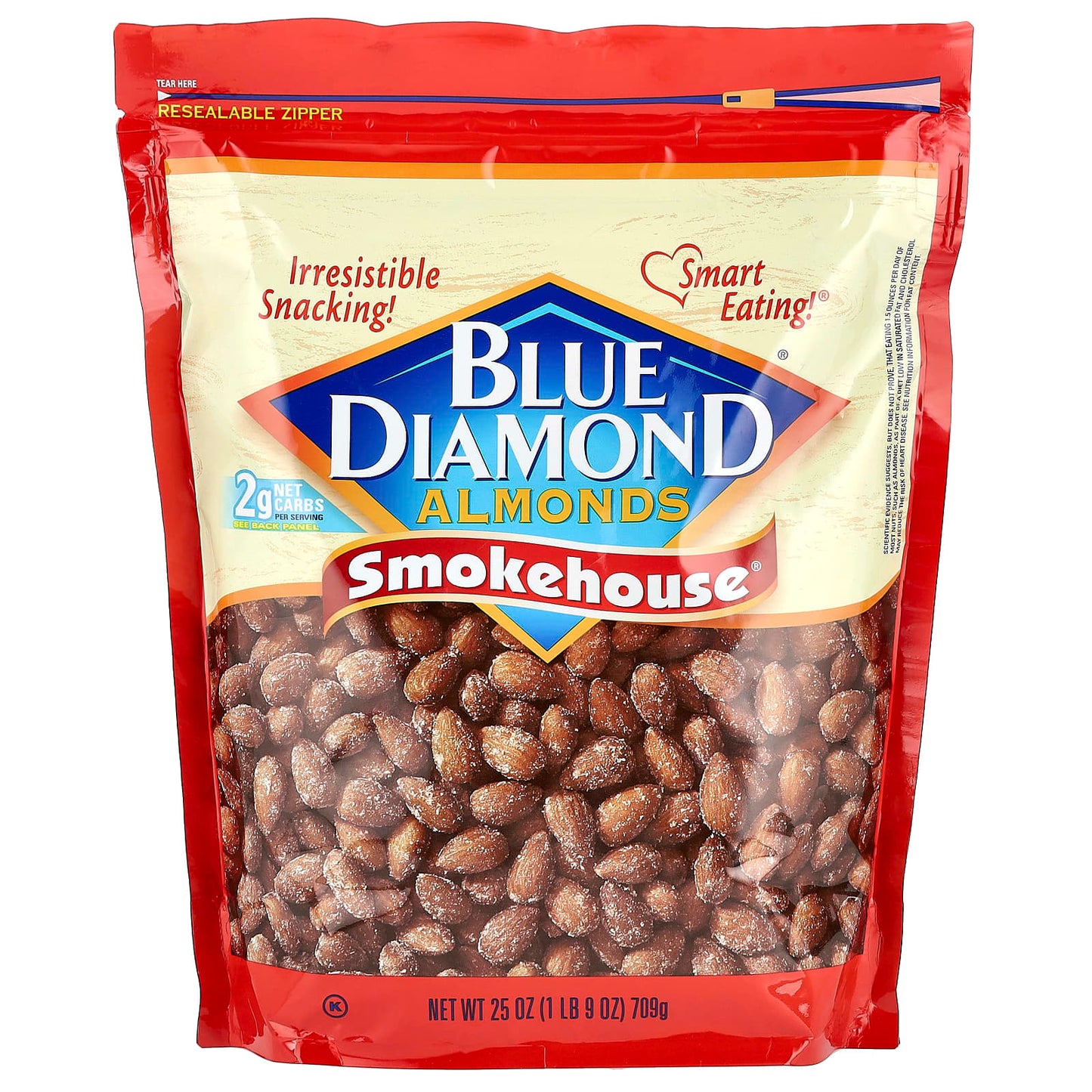 Blue Diamond Almonds, Smoked, Resealable Bag, 25 oz (709g) - Image 1