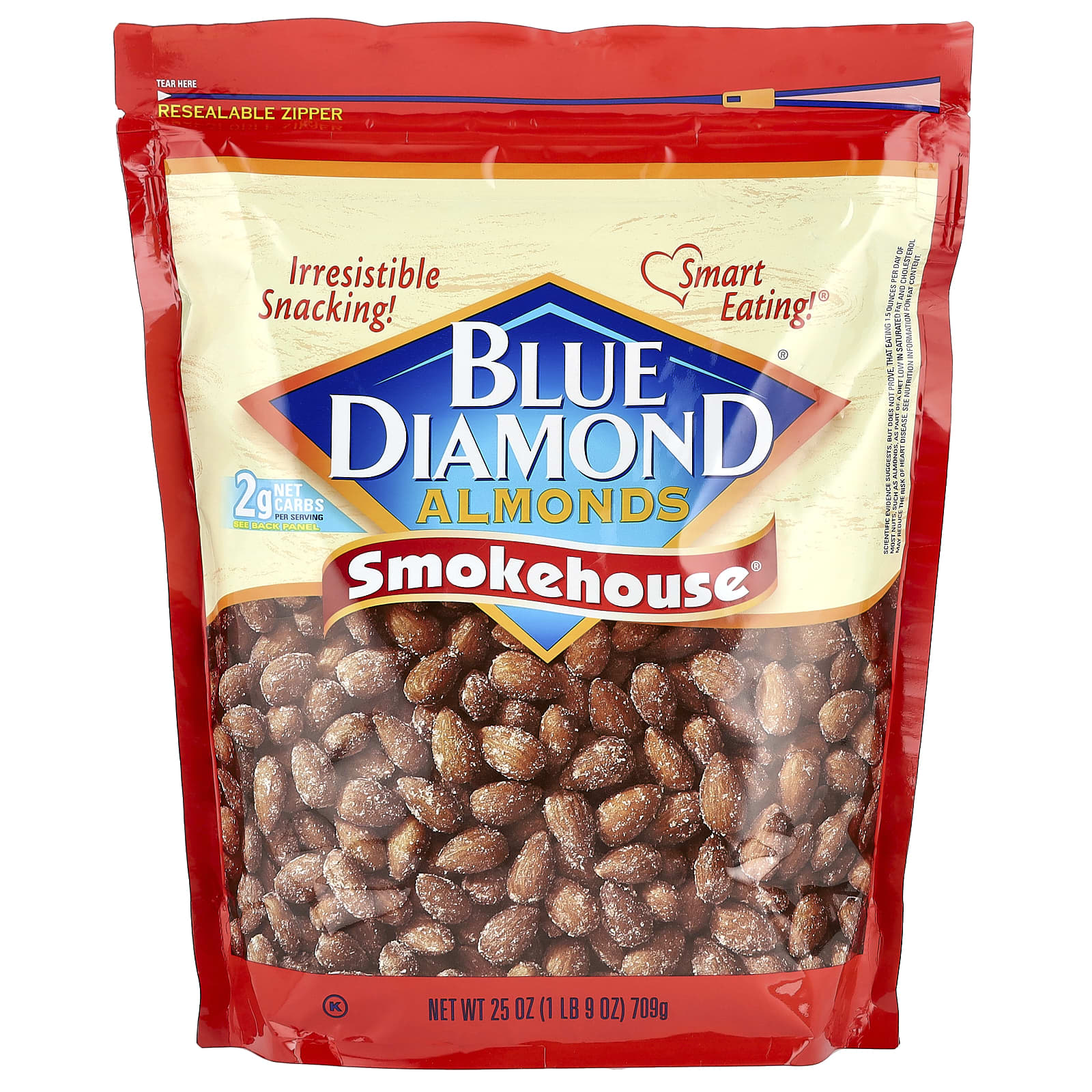 Blue Diamond Almonds, Smoked, Resealable Bag, 25 oz (709g) - Image 1