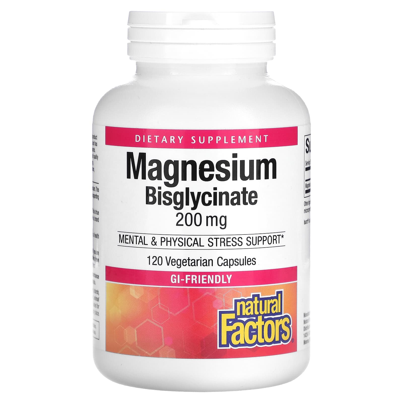 Natural Factors, Magnesium Bisglycinate, 200 mg, 120 Vegetarian Capsules - Image 1