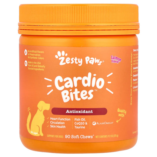 Zesty Paws, Cardio Bites™, For Dogs, All Ages, Salmon, 90 Soft Chew, 11.1 oz (315 g) - Image 1