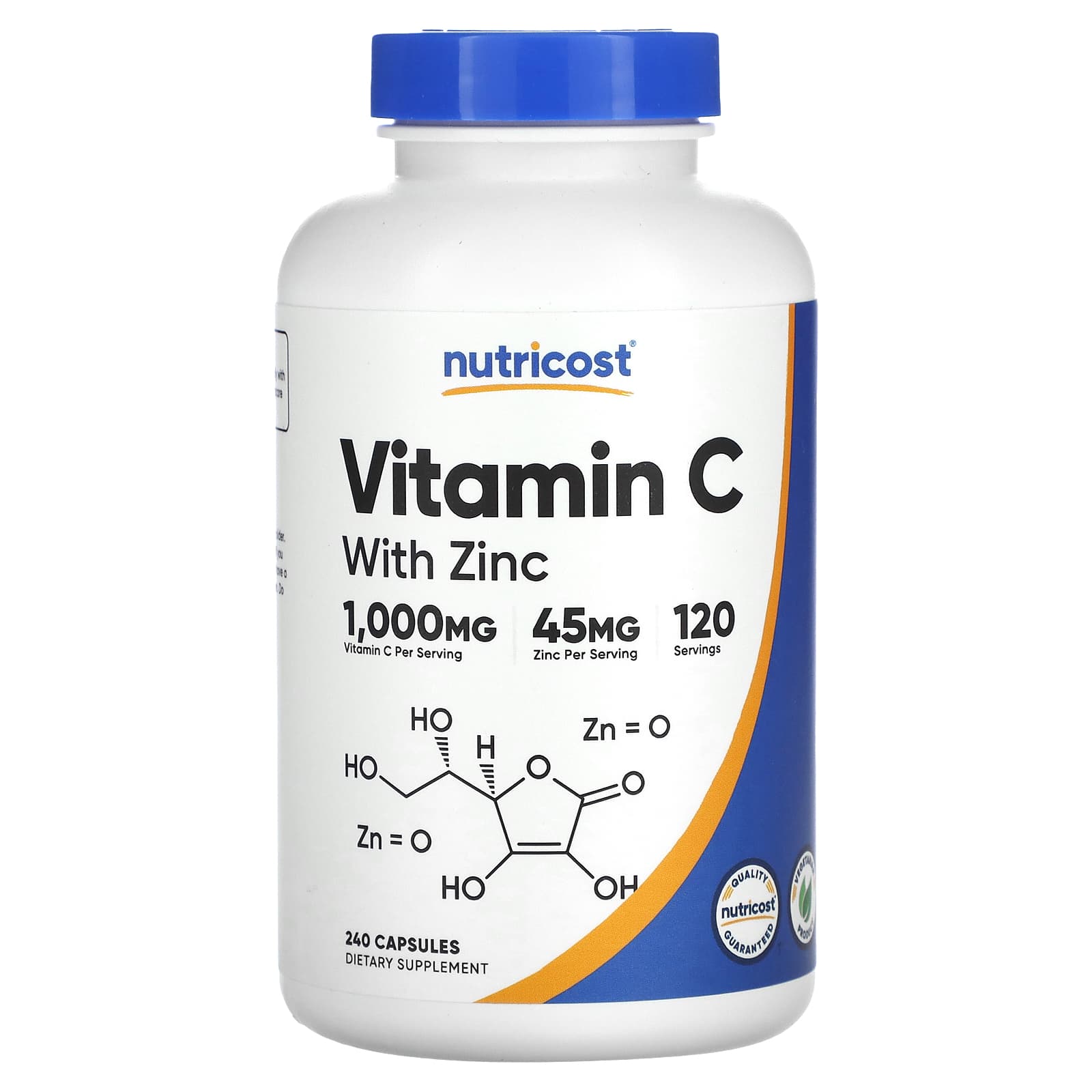 Nutricost, Vitamin C with Zinc, 240 Capsules - Image 1