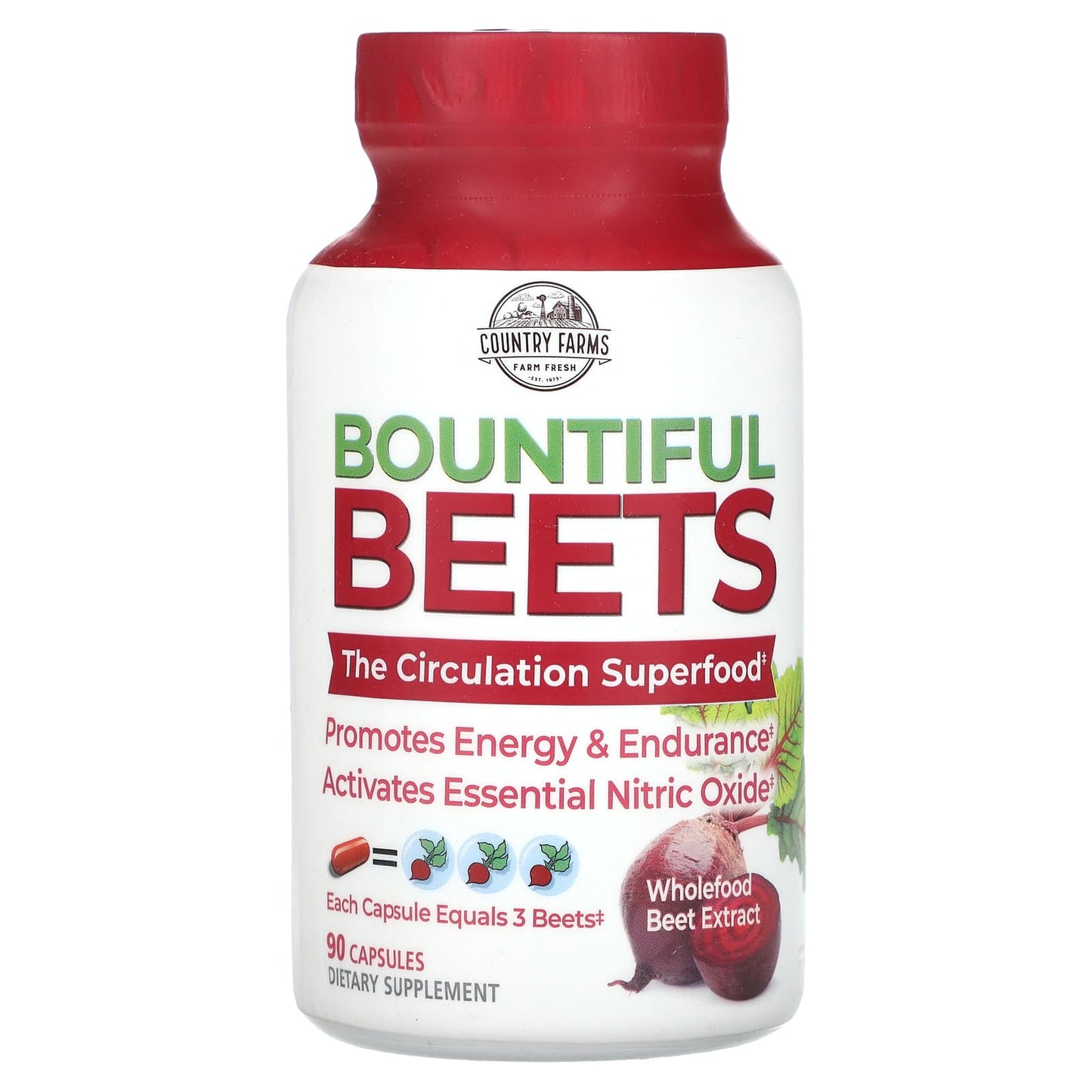 Country Farms Bountiful Beets Whole Beet Extract 90 Capsules - Image 1