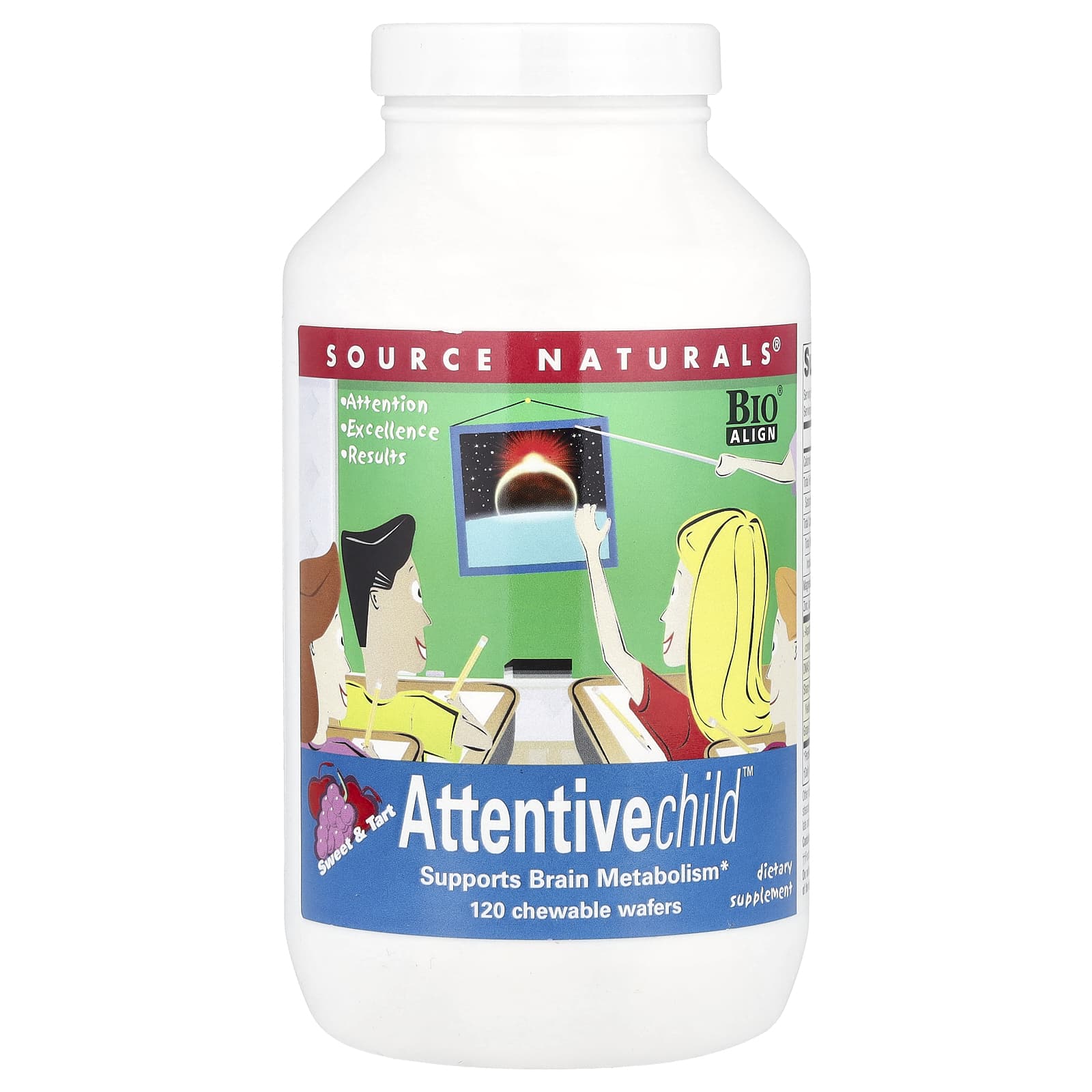 Source Naturals, Attentive Child™, Sweet & Tart, 120 Chewable Wafers - Image 1