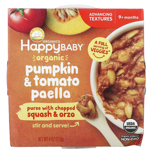 Happy Family Organic Pumpkin & Tomato Paella Baby Food, 9+ Months, 4 oz, USDA Certified - Image 1