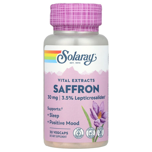 Solaray, Vital Extracts, Saffron, 30 mg, 30 VegCaps - Image 1