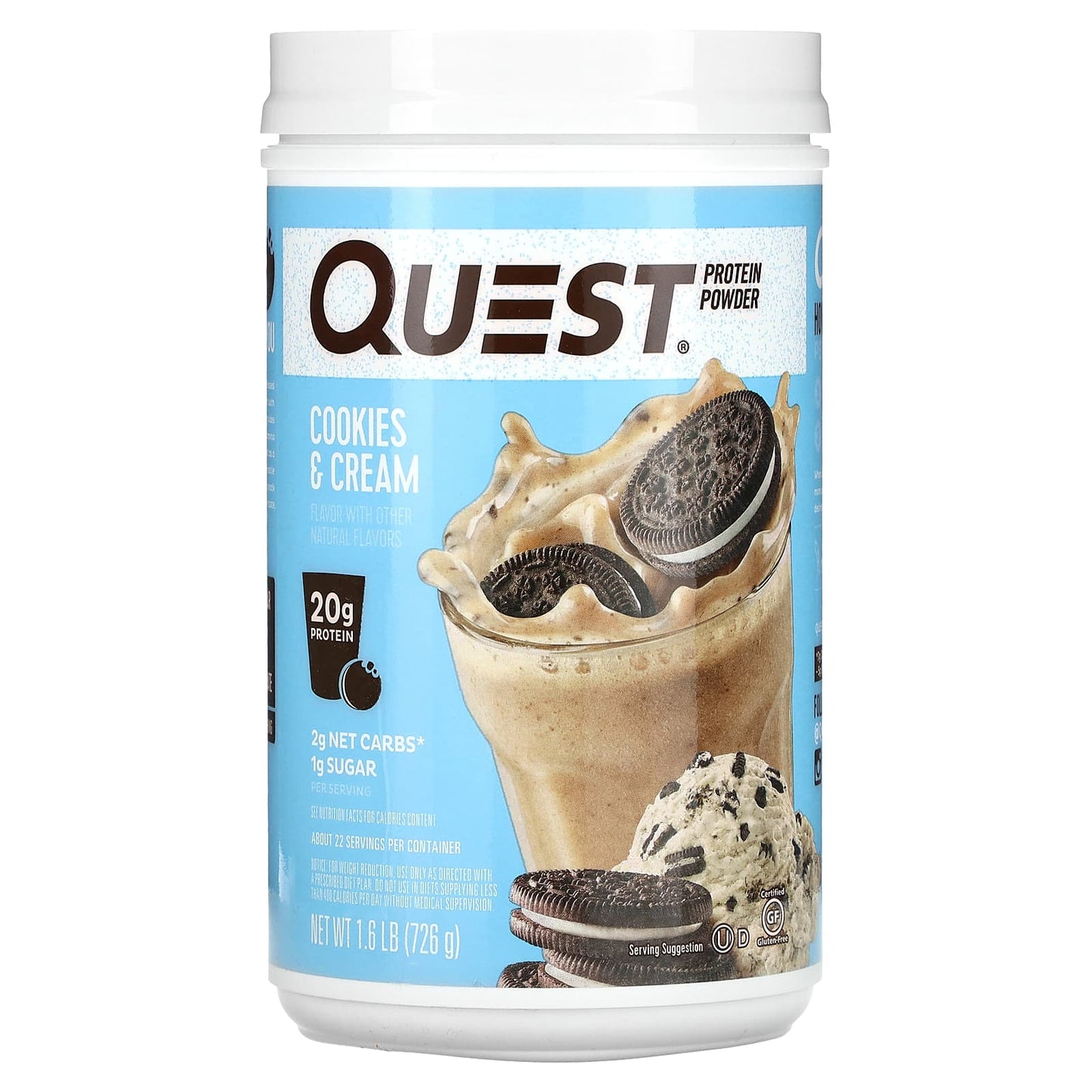 Quest Nutrition, Protein Powder, Cookies & Cream, 1.6 lb (726 g) - Image 1