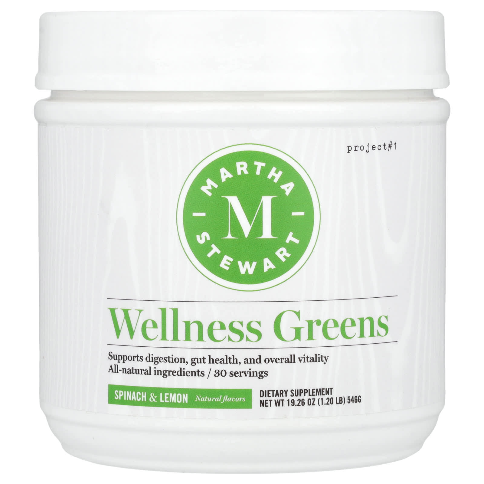 Martha Stewart Wellness, Wellness Greens, Spinach & Lemon, 19.26 oz (546 g) - Image 1