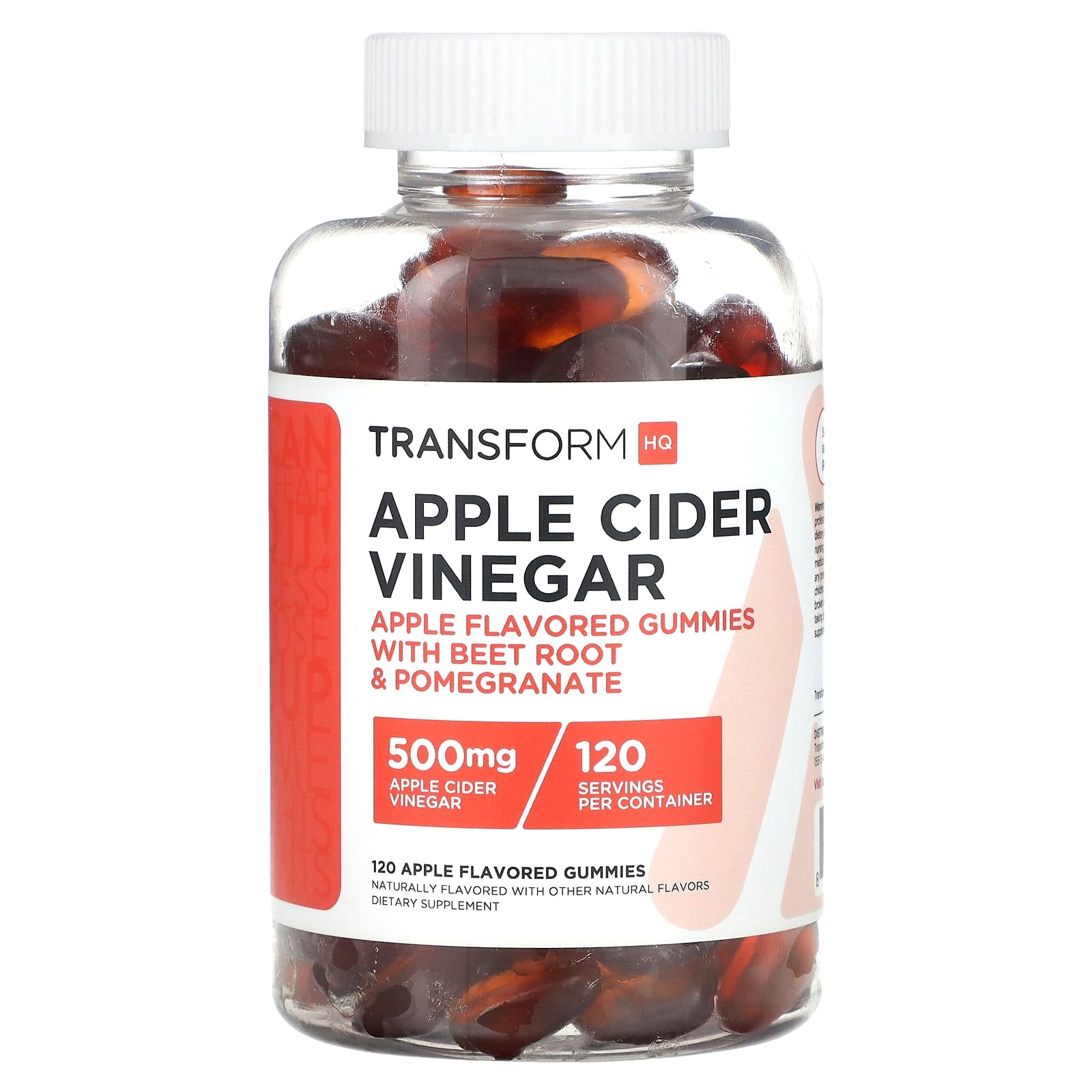 TransformHQ, Apple Cider Vinegar, 500 mg, 120 Apple Flavored Gummies - Image 1