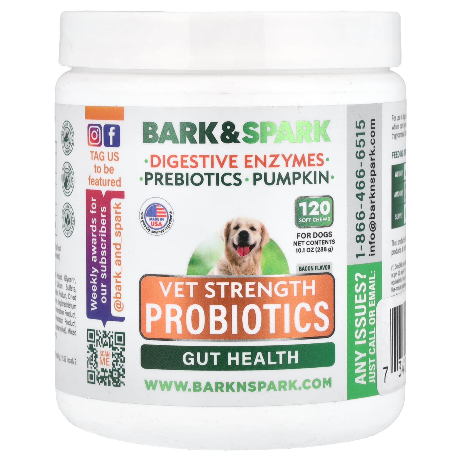 Bark&Spark Vet Strength Probiotics for Dogs - 120 Soft Chews - Image 1