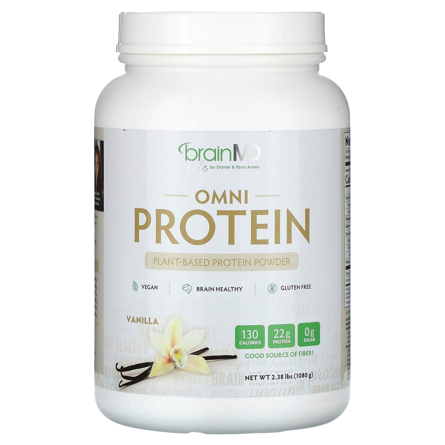 BrainMD Omni Plant-Based Protein Powder, Vanilla, 2.38 lbs - Vegan & Gluten-Free - Image 1